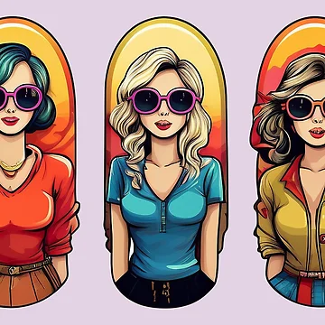 Artwork thumbnail, Retro Girls | Sticker Pattern | Retro Collection by monkeybusiness.pt