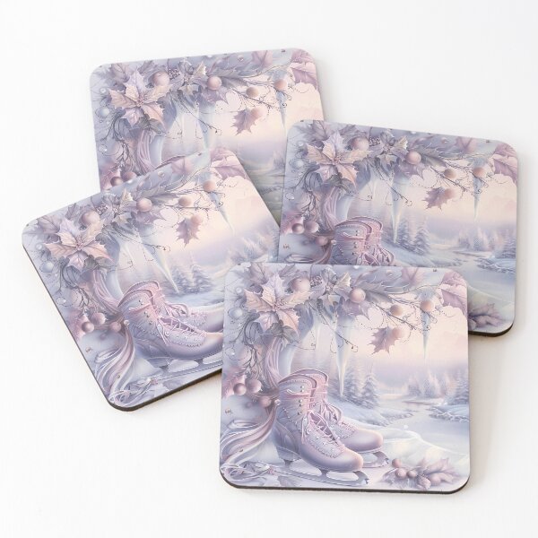 Item preview, Winter landscape.Ice skates on the river.Pastel colors.Retro. designed and sold by MagelliShop.