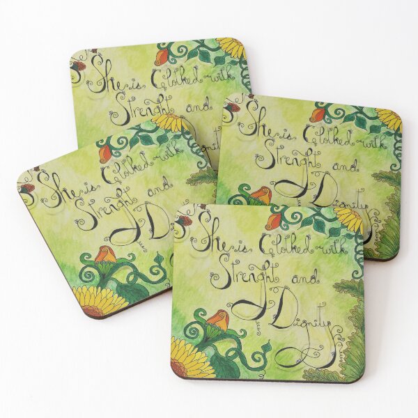 Item preview, She is Clothed with Strength and Dignity Watercolor Print designed and sold by HydrangeaDelMar.