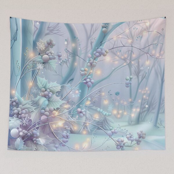 Item preview, Winter landscape. Leaves among the trees. Winter forest. Pastel colors. designed and sold by MagelliShop.