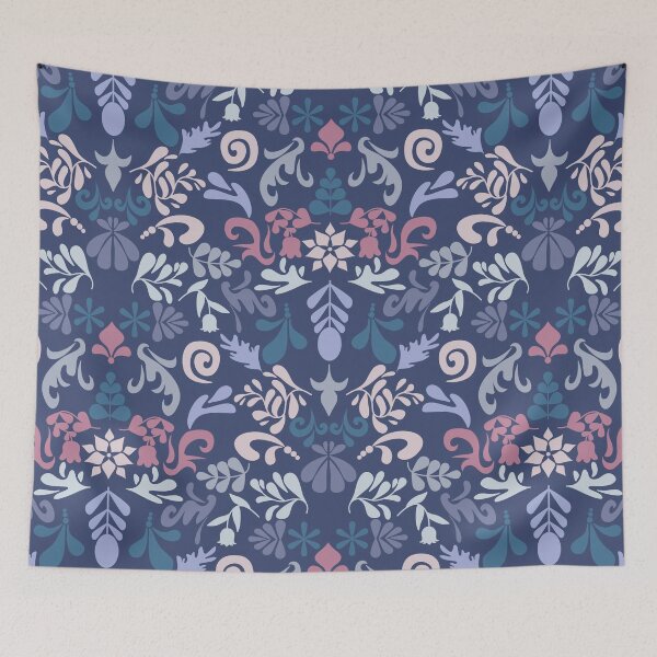 Item preview, Cool Ice Nordic Christmas Swirl Damask Pink Purple Blue designed and sold by GenAumonier.