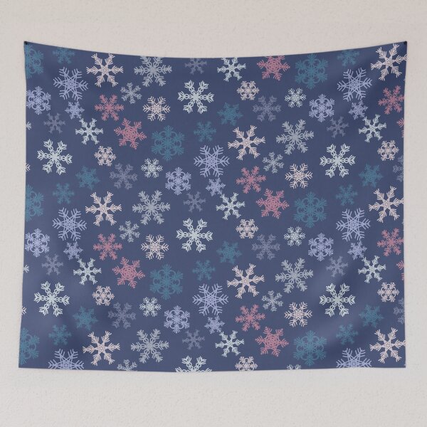 Item preview, Cool Ice Scattered Nordic Snowflakes Pink Purple Blue designed and sold by GenAumonier.