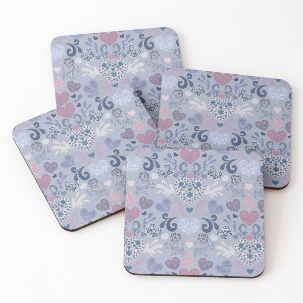 Item preview, Cool Ice Decorated Nordic Hearts Damask Pink Purple Blue designed and sold by GenAumonier.