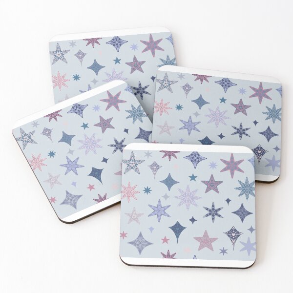 Item preview, Cool Ice Scattered Nordic Christmas Stars Pink Purple Blue designed and sold by GenAumonier.