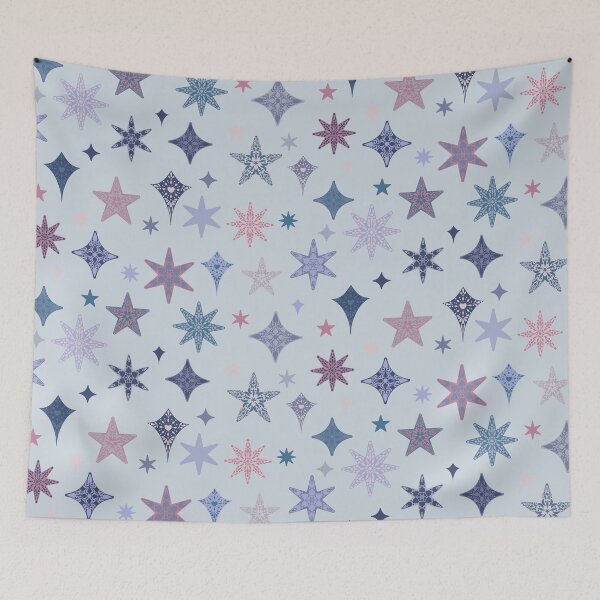 Item preview, Cool Ice Scattered Nordic Christmas Stars Pink Purple Blue designed and sold by GenAumonier.