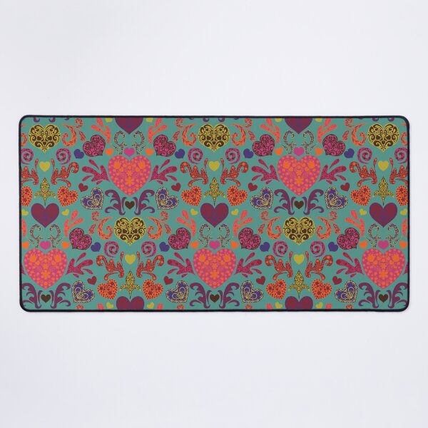 Item preview, Retro Decorated Nordic Hearts Damask Bright Multicolor designed and sold by GenAumonier.