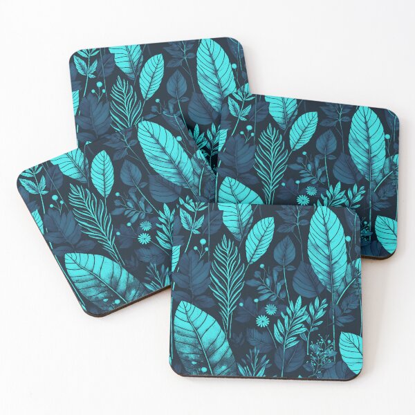 Item preview, Blue navy Leaves, Autun, berries,repeating pattern, Christmas, winter, winter holidays, pine trees, forest, mountain designed and sold by Collagedream.