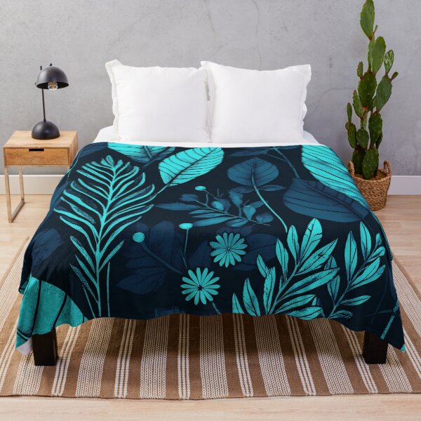 Item preview, Blue navy Leaves, Autun, berries,repeating pattern, Christmas, winter, winter holidays, pine trees, forest, mountain designed and sold by Collagedream.