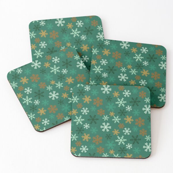 Item preview, Natural Scattered Nordic Snowflakes Green Mint Gold  designed and sold by GenAumonier.