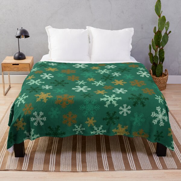 Item preview, Natural Scattered Nordic Snowflakes Green Mint Gold designed and sold by GenAumonier.