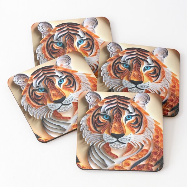 Item preview, Quilled Tiger Wall Art - Unique Paper Quilling Wildlife Decor - Abstract Tiger Art Print - Colourful Tiger Canvas Artwork for Home designed and sold by Monascreativeempire.