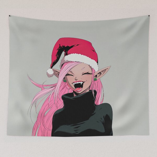 Item preview, Pink Hair Chrismas Vampire Anime Girl designed and sold by bubblegoth.