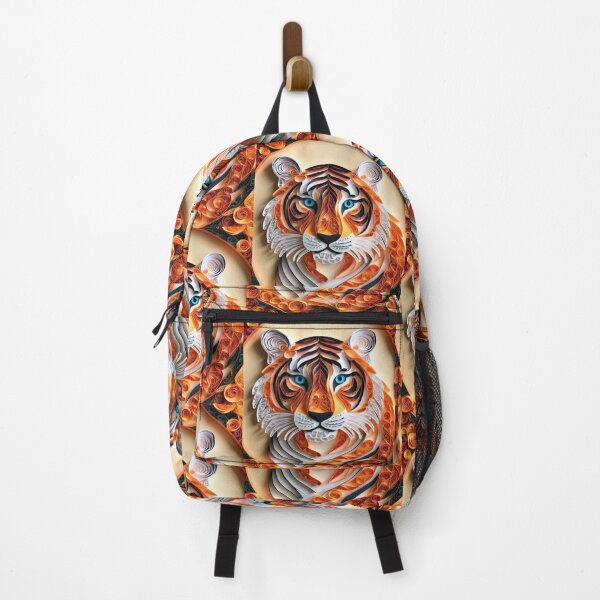 Item preview, Quilled Tiger Wall Art - Unique Paper Quilling Wildlife Decor - Abstract Tiger Art Print - Colourful Tiger Canvas Artwork for Home designed and sold by Monascreativeempire.