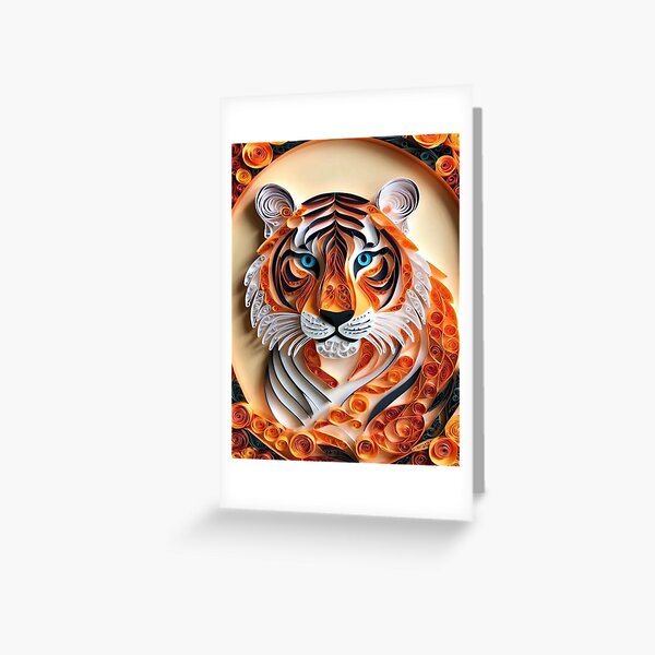 Artikel-Vorschau von Quilled Tiger Wandkunst - Einzigartiges Papier Quilling Wildlife Dekor - Abstrakter Tiger Kunstdruck - Farbenfrohes Tiger Leinwandbild für Zuhause, designt und verkauft von Monadigitalproducts.