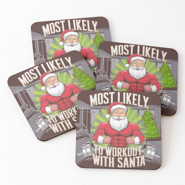 Item preview, Most Likely To WorkOut With Santa Christmas Design For Gym Lovers designed and sold by SwanAndStone.
