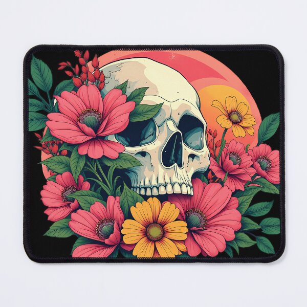 Item preview, Skull Embraced by Flowers designed and sold by Linework Studio.