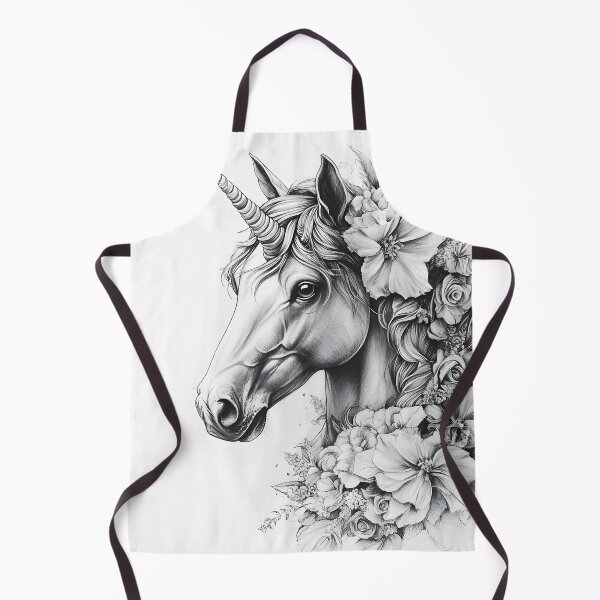 Item preview, Black and white Unicorn pencil drawing designed and sold by Pencil-Art.