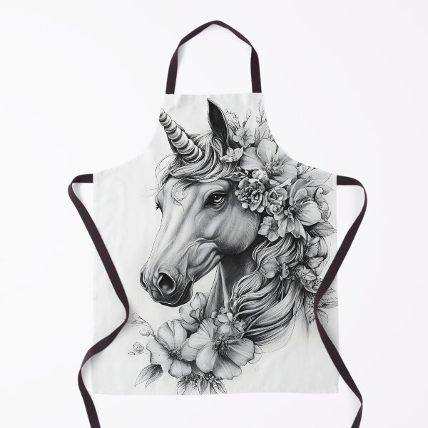 Item preview, Black and white Unicorn pencil drawing designed and sold by Pencil-Art.