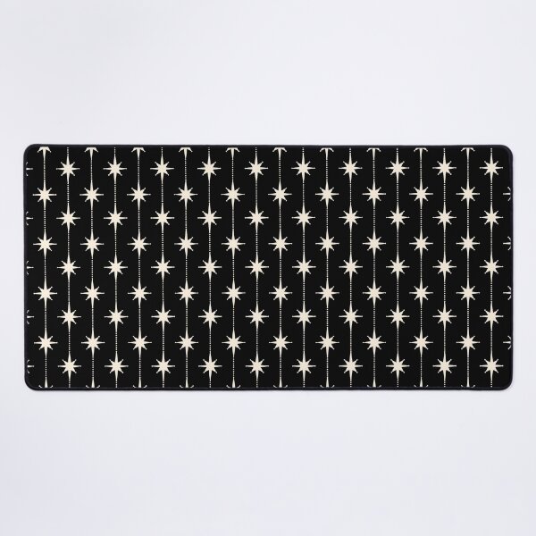 Item preview, Mid Century Modern Atomic Stars and Dots Pattern in Black and Almond Cream designed and sold by kierkegaard.