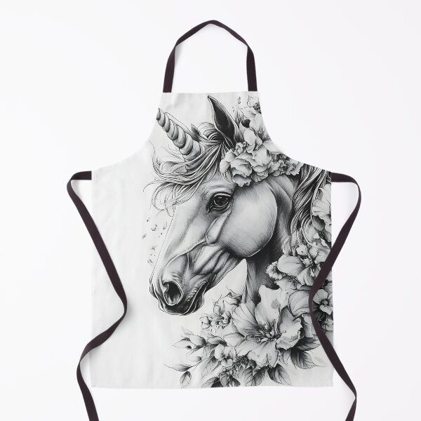 Item preview, Black and white Unicorn pencil drawing designed and sold by Pencil-Art.