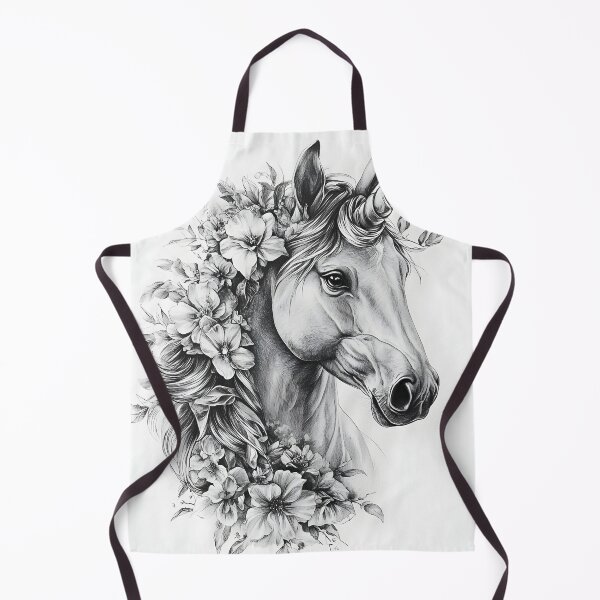 Item preview, Black and white Unicorn pencil drawing designed and sold by Pencil-Art.