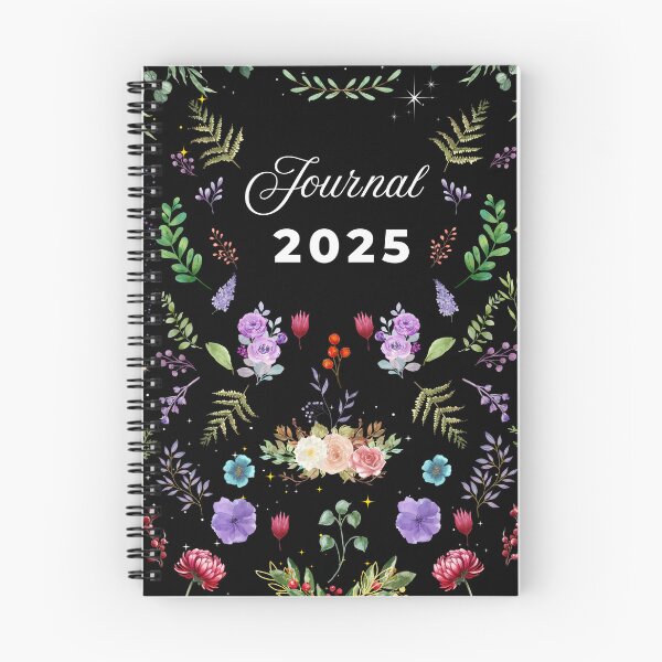 Item preview, 2025 cute planner in watercolor flowers in dark background designed and sold by YazminBasa.