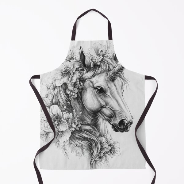Item preview, Black and white Unicorn pencil drawing designed and sold by Pencil-Art.