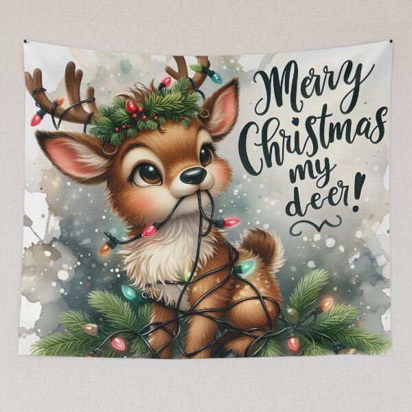 Item preview, Merry Christmas My Deer Festive Holiday Reindeer Illustration designed and sold by BreezyDawnDesigns.