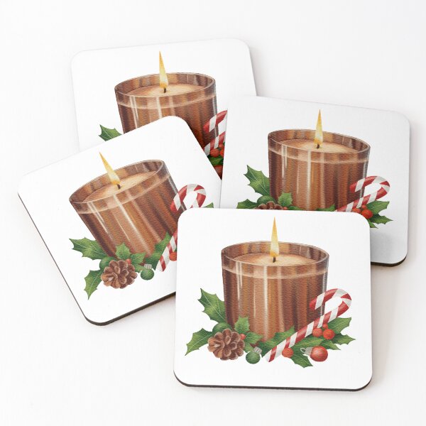 Item preview, Watercolor Candle with Holly, Pinecones, and Candy Cane designed and sold by AllaMashycheva.