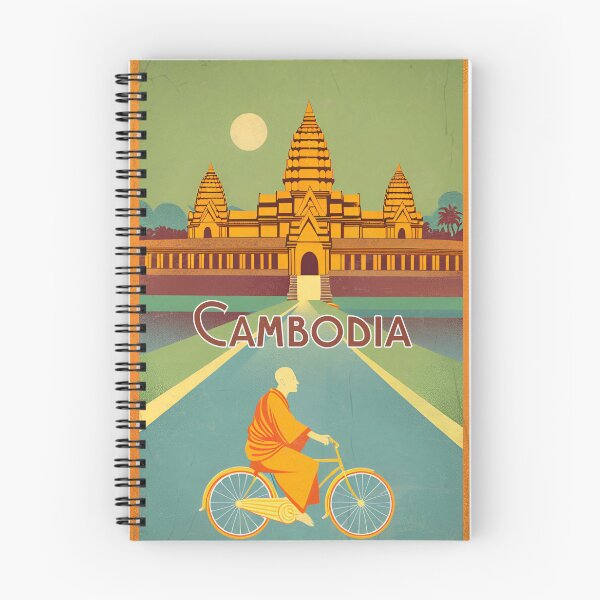 Item preview, Vintage Travel Art – Monk Cycling Past Angkor Temple designed and sold by Lost-Horizons.