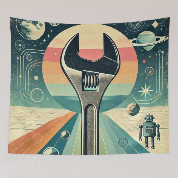 Item preview, Retro Futuristic Wrench designed and sold by LizzyLooDoo Designs.