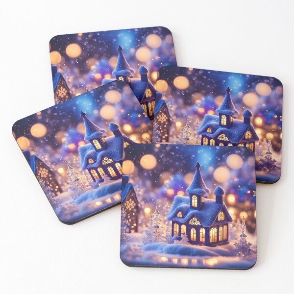 Item preview, Christmas Village With Crystal Snowflakes designed and sold by debbiedwarika.