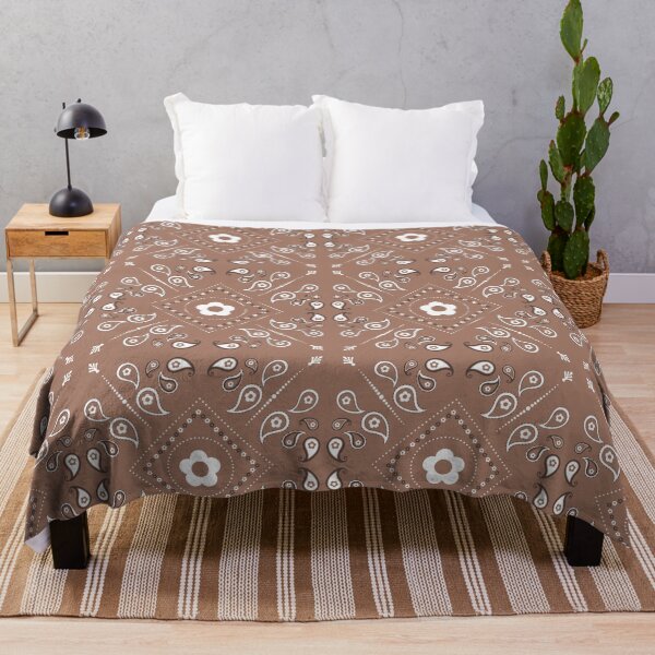Item preview, Bandana Mocha Mousse Retro Flower Power Pattern designed and sold by ClaudiaFlores.