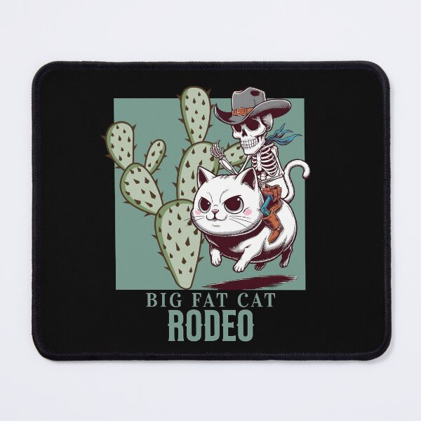 Item preview, BIG FAT CAT RODEO - SKELETON RIDING A KAWAII KITTY designed and sold by justyna-s28.