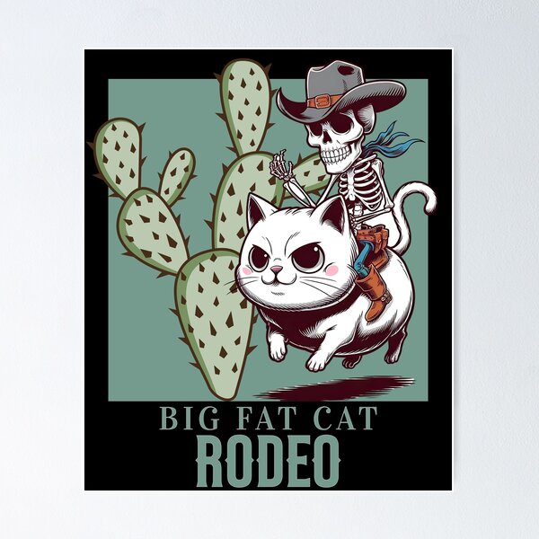 Artikelvorschau, BIG FAT CAT RODEO – Skelett reitet auf einem Kawaii-Kätzchen entworfen und verkauft von justyna-s28.