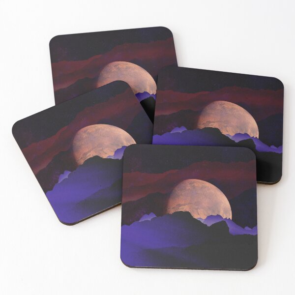 Item preview, Surreal Blue Landscape with Cosmic Red Moon designed and sold by Frida Why.