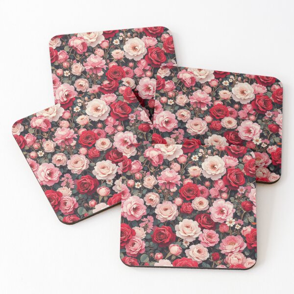 Item preview, Red and Pink Roses Floral Print designed and sold by ajollycreation.