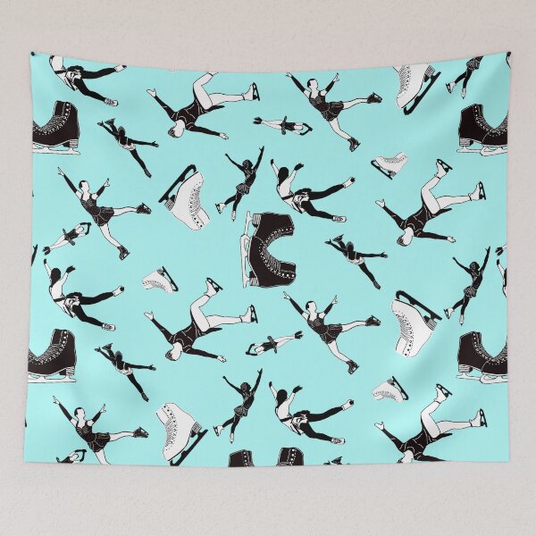 Item preview, Figure Skating Female Silhouettes on Blue Background designed and sold by PD-Skating.