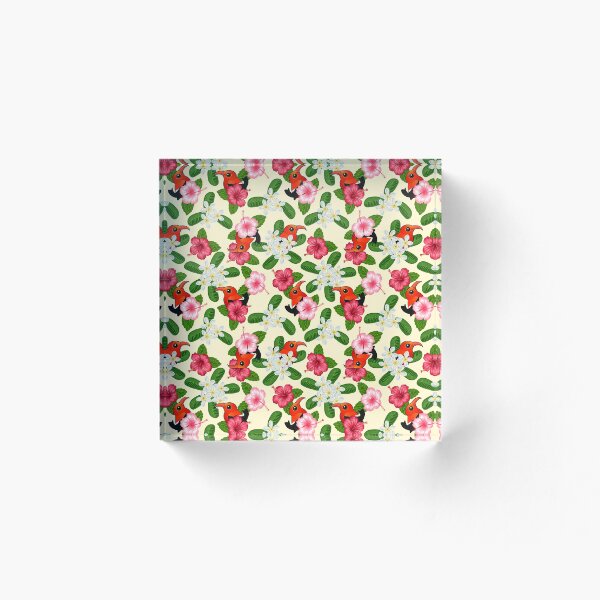 Aperçu de l'œuvre Birdorable 'I'iwi oiseau d'Hawaï avec motif de fleurs créée et vendue par Birdorable.