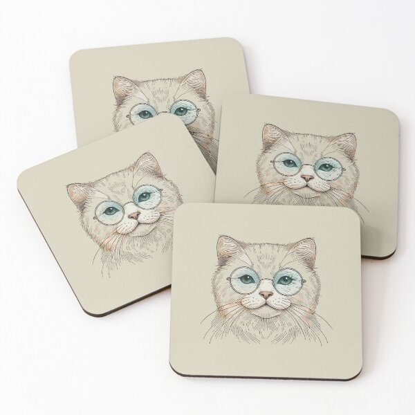 Item preview, Chic Cat with Round Glasses designed and sold by mariacatsfan.
