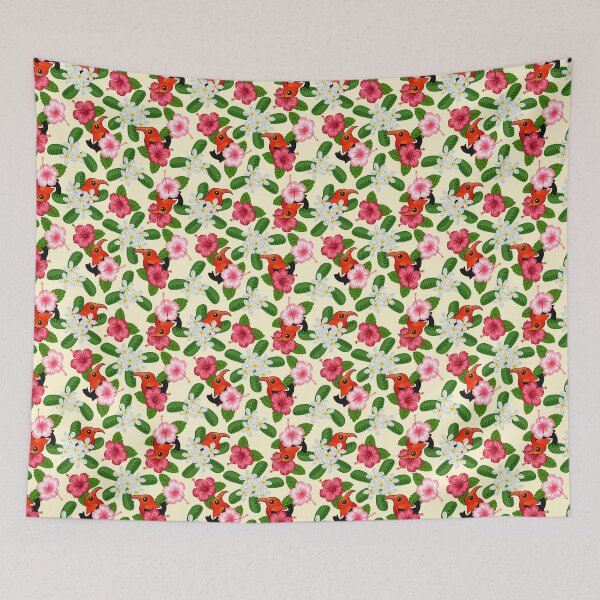 Item preview, Birdorable 'I'iwi Bird from Hawaii with Flowers Pattern designed and sold by Birdorable.