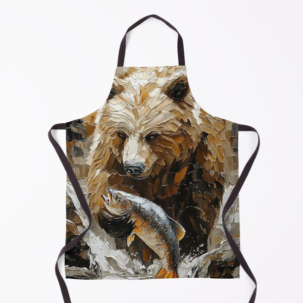 Item preview, Grizzly Bear Fishing in Dynamic Impasto Style designed and sold by Moisky Art.