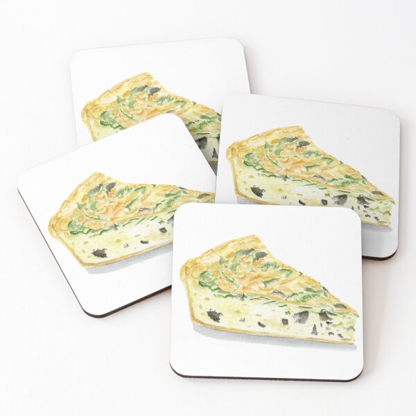 Artikelvorschau, Aquarell-Pilz-Spinat-Quiche entworfen und verkauft von daphsam.