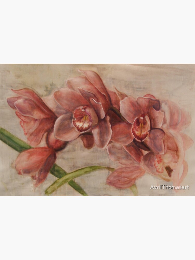 Thumbnail 3 of 3, Sticker, Egg tempera Orchid painting by Adelaide artist Avril Thomas designed and sold by AvrilThomasart.
