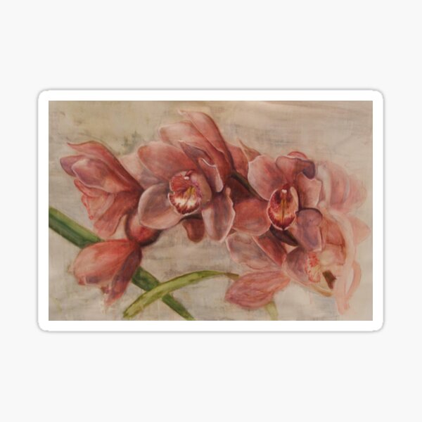 Egg tempera Orchid painting by Adelaide artist Avril Thomas Sticker