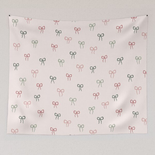 Item preview, Pink Ribbon Bow Coquette Christmas Wallpaper designed and sold by pointense.