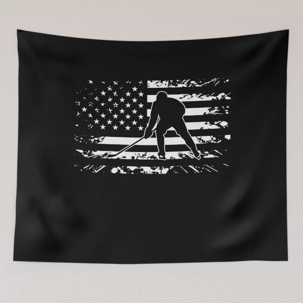 Item preview, Black And White Patriotic Hokey Ball Player Distressed Usa Flag - Hockey Player & Lover   designed and sold by Smix Pixels.