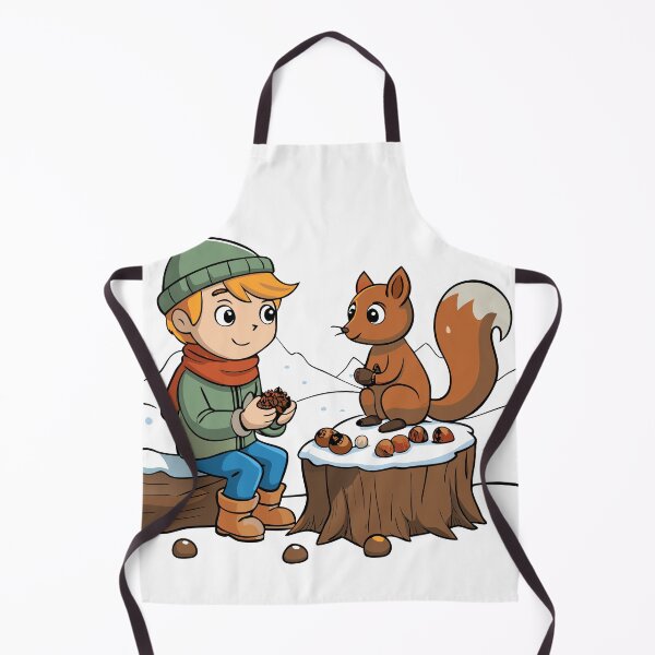 Item preview, Child and Squirrel Sharing a Snowy Tree Stump designed and sold by omerfdln34.