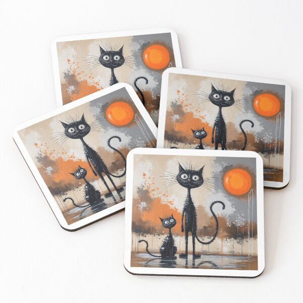 Item preview, Funny Black Cats with Sunset  designed and sold by RetroPop23.
