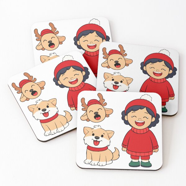 Item preview, Laughing Child and Fluffy Puppy in Winter Gear designed and sold by omerfdln34.